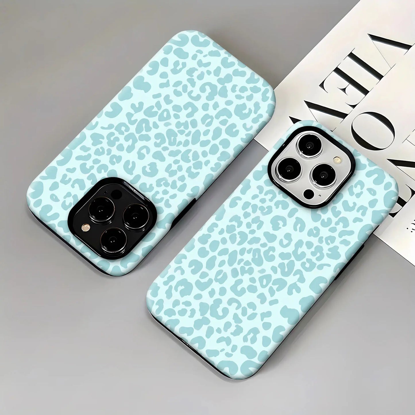 Light Blue Leopard Print Phone Case