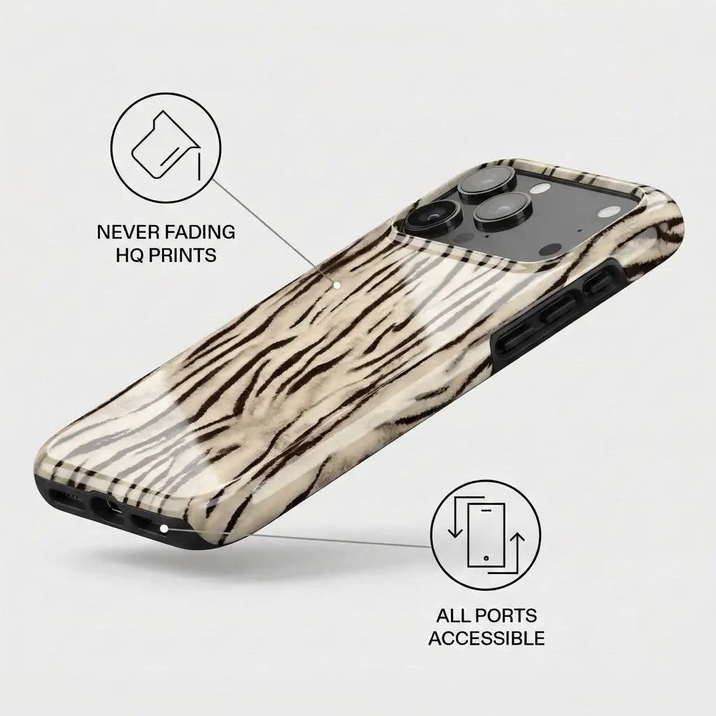 White Tiger Print Phone Case