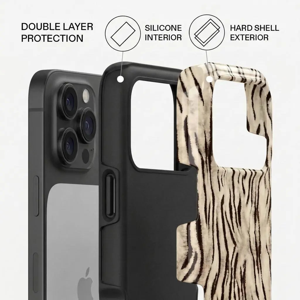 White Tiger Print Phone Case