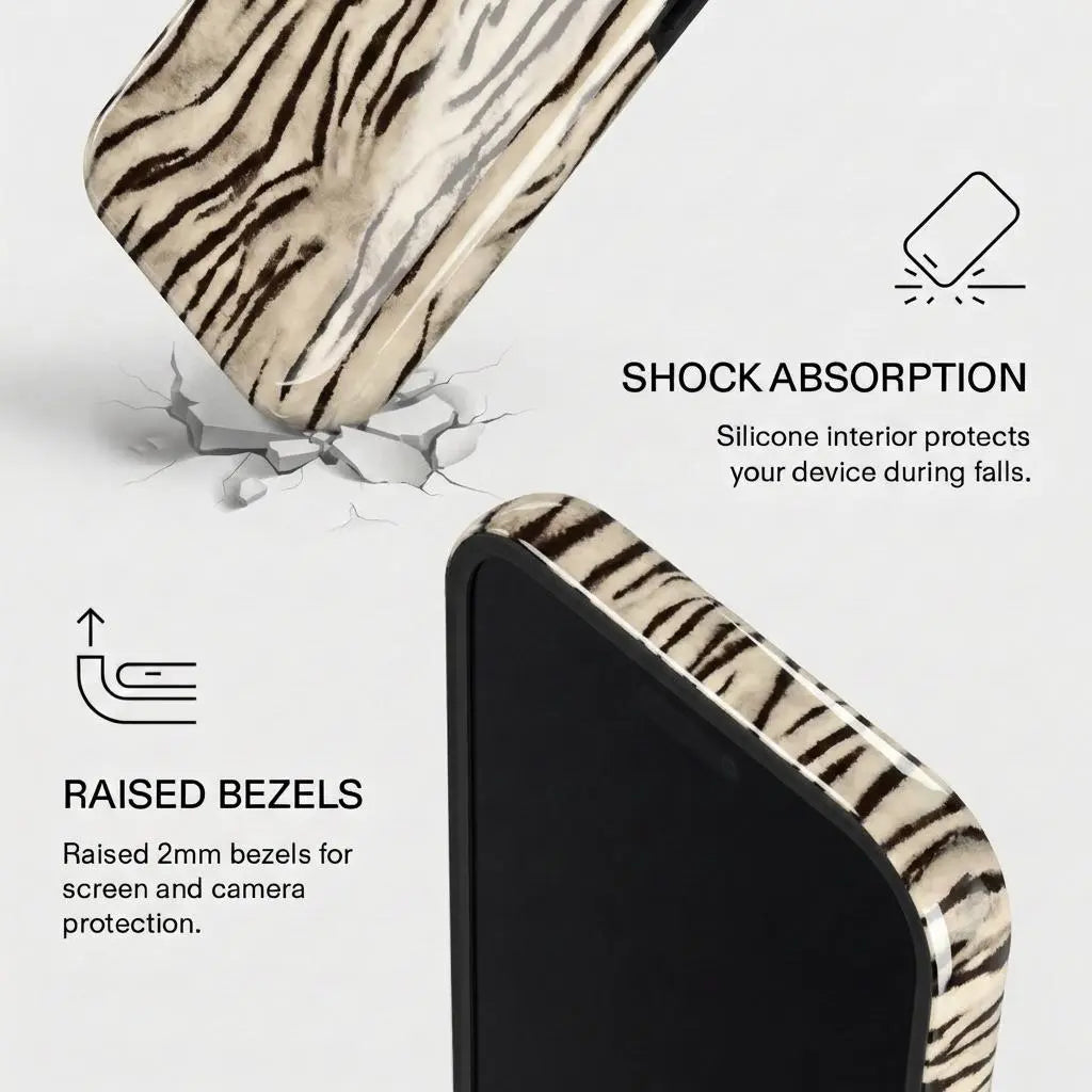 White Tiger Print Phone Case