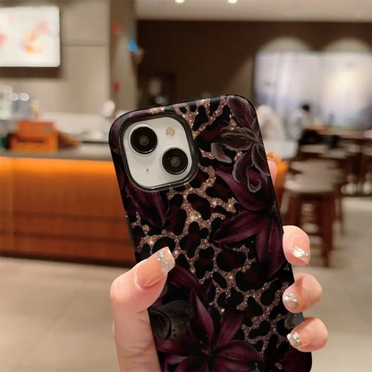 Dark Lily Leopard Print  Phone Case
