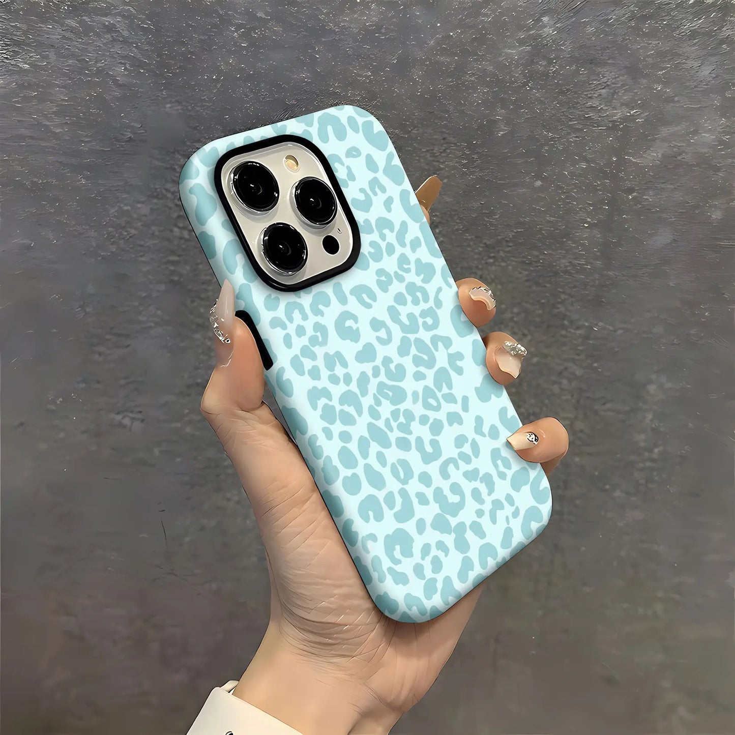 Light Blue Leopard Print Phone Case