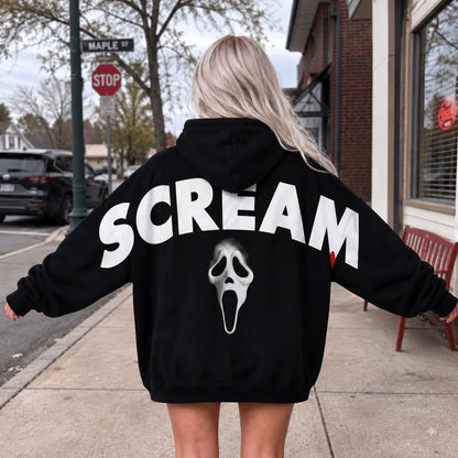 Ghost Face Shoulder-to-Shoulder Halloween Hoodie