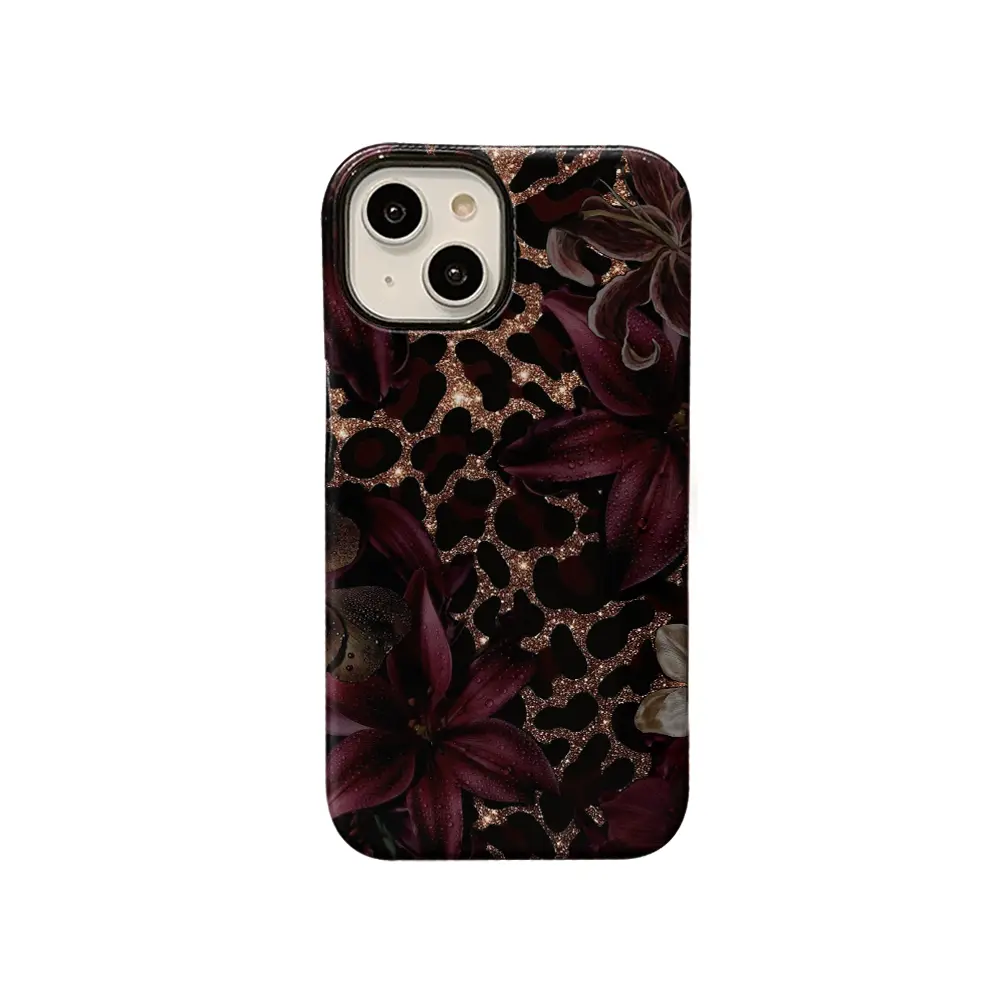 Dark Lily Leopard Print  Phone Case