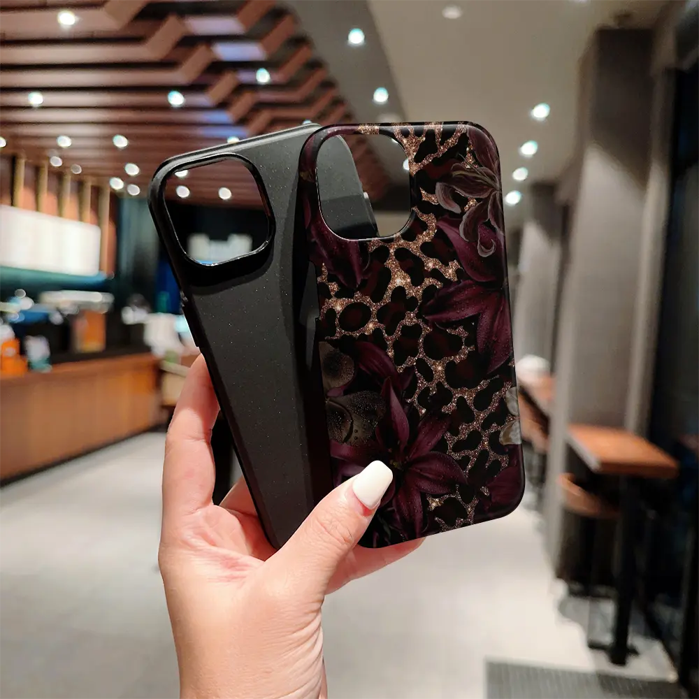 Dark Lily Leopard Print  Phone Case