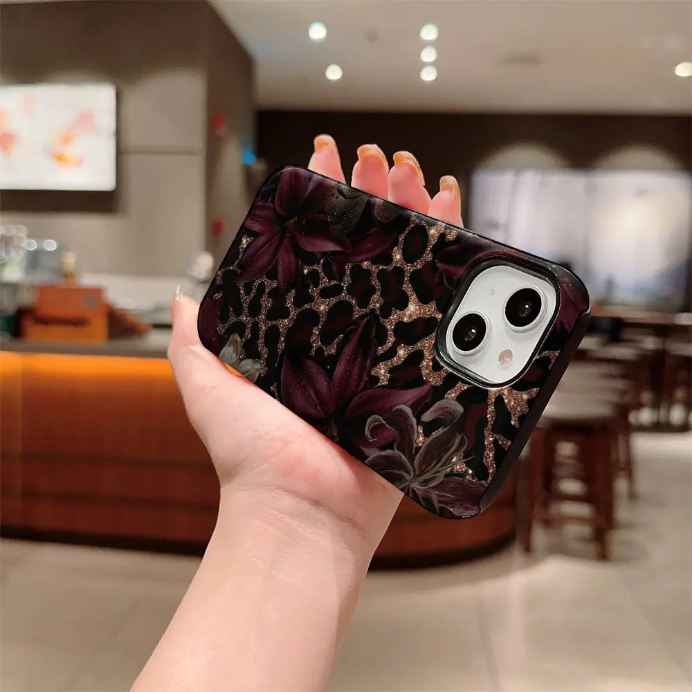 Dark Lily Leopard Print  Phone Case